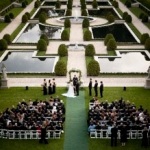 Outdoor Ceremony Overlooking the Formal Gardens of Oheka Castle