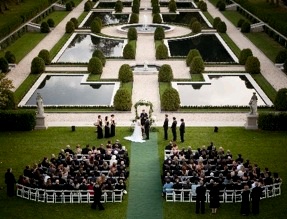 Outdoor Ceremony Overlooking the Formal Gardens of Oheka Castle