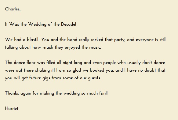 Letter from Mother of the Bride