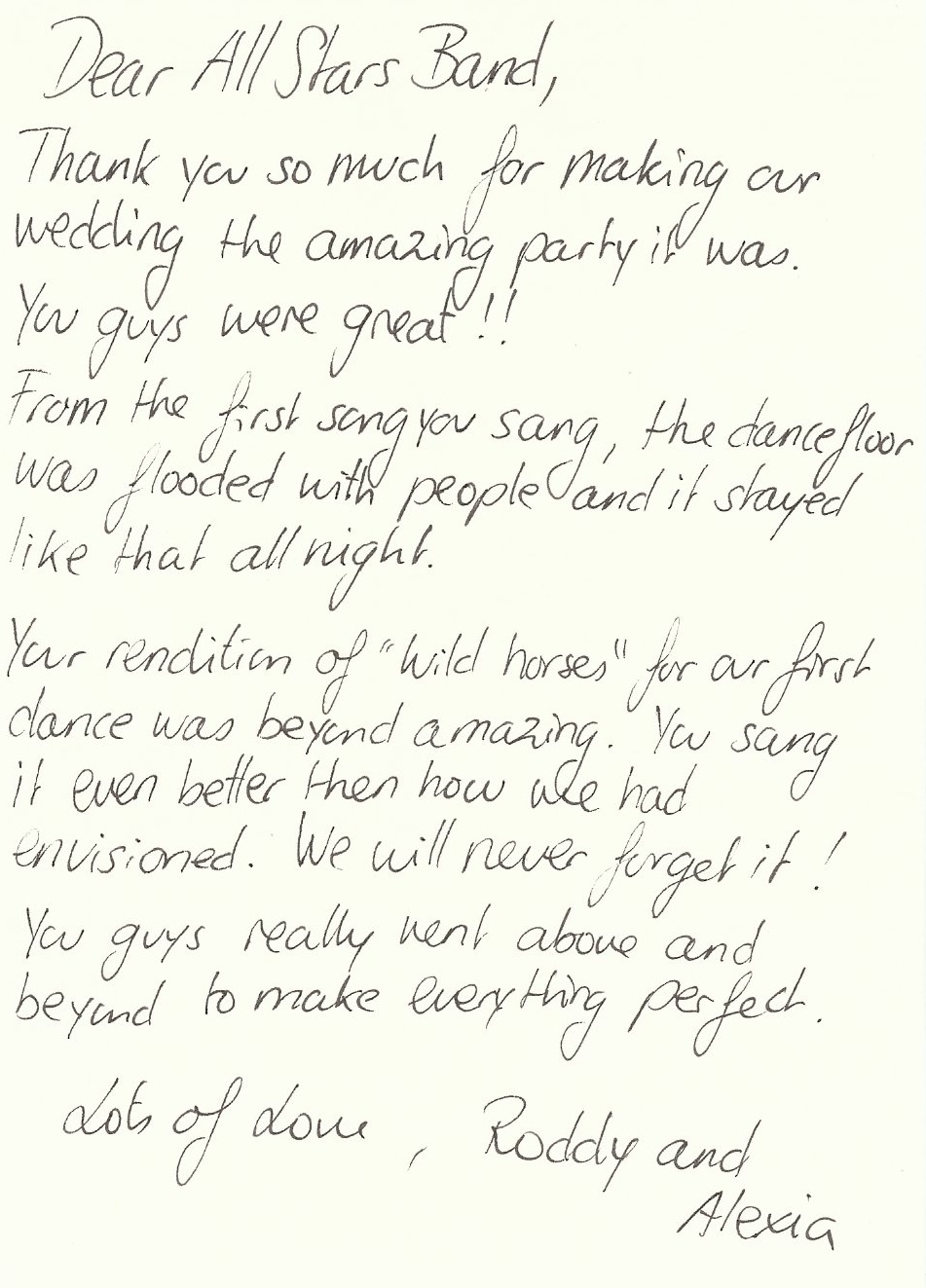 A Note From The Bride & Groom
