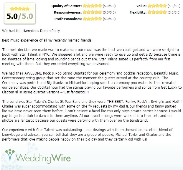 5 Star WeddingWire.com Online Review
