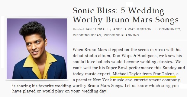 Superbowl HalfTime Show Bruno Mars has 5 Favorite Wedding Songs 