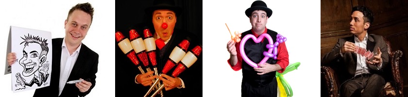 hire New York Mitzvah Party Entertainers Caricaturit - Clowns & Jugglers -Ballon Artists -Magician